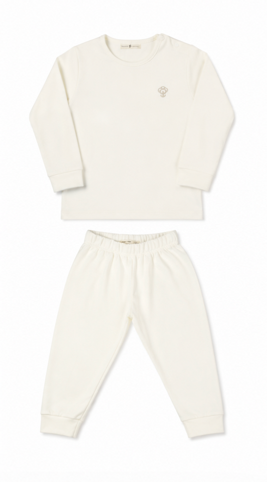 Boy Cream Pajama set in Organic Pima Cotton