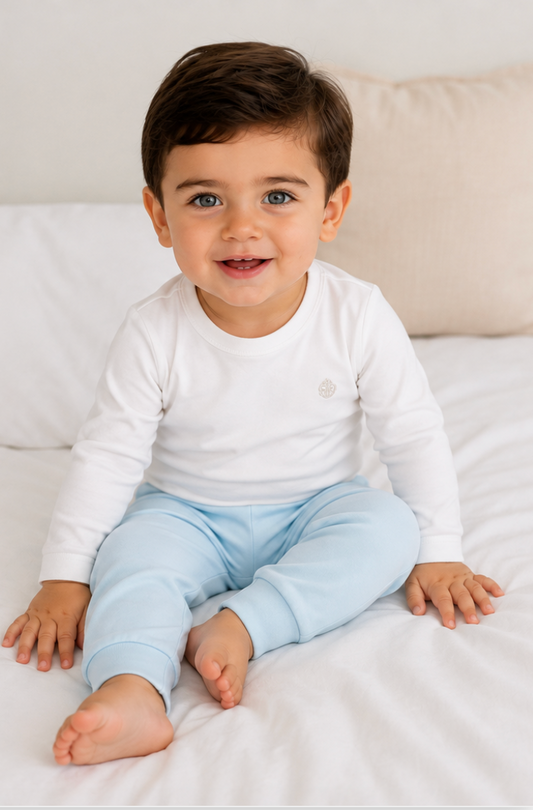 Blue Classic Pants in Pima Cotton