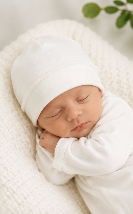 Ivory Newborn Hat in Pima Cotton