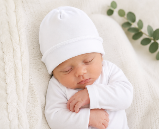 White Newborn Hat - Pima Cotton