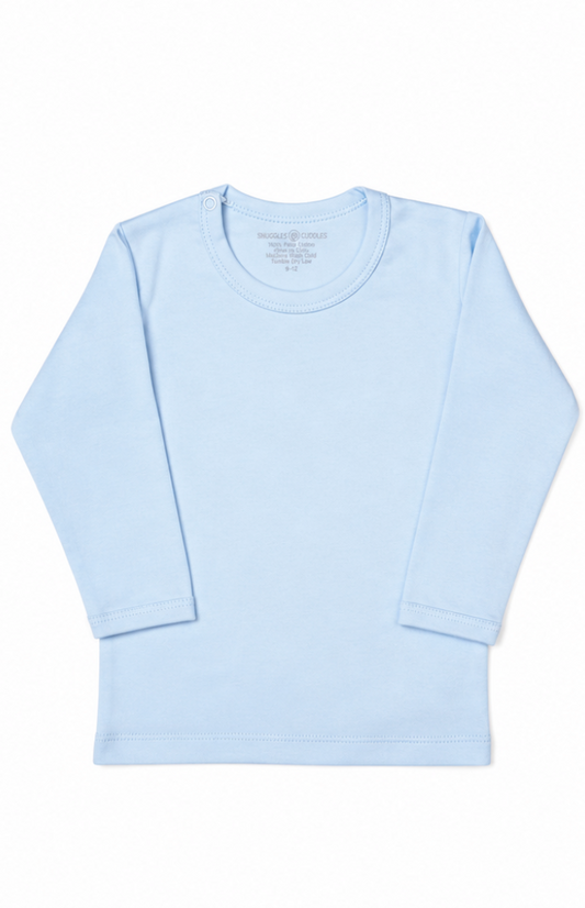 Blue - Classic Long Sleeve Shirt in Pima Cotton