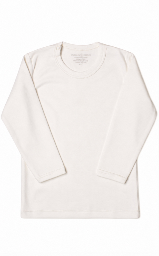 Ivory- Classic Long Sleeve Shirt in Pima Cotton