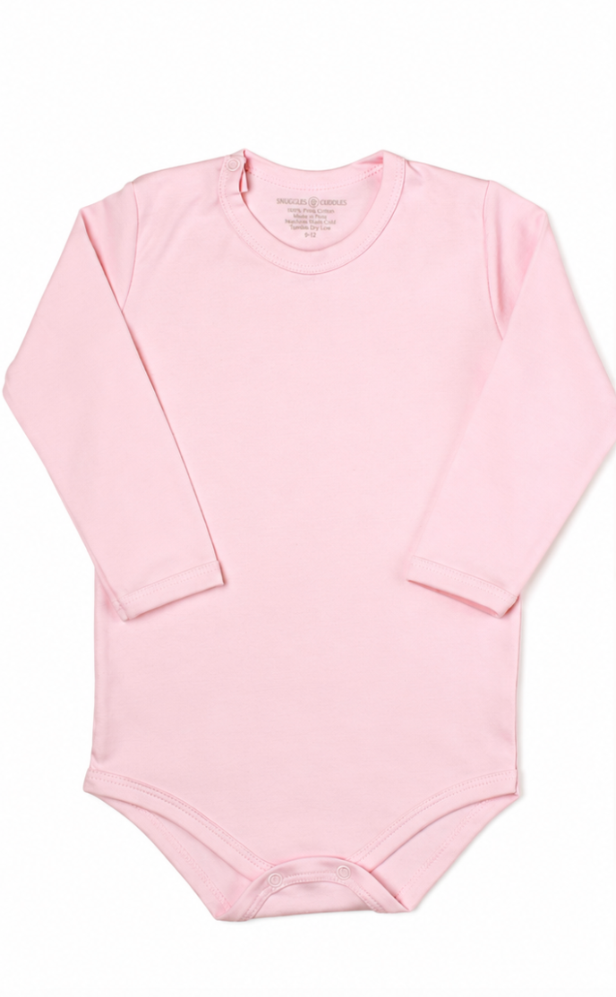 Pink - Long Sleeve Bodysuit 100% Pima Cotton