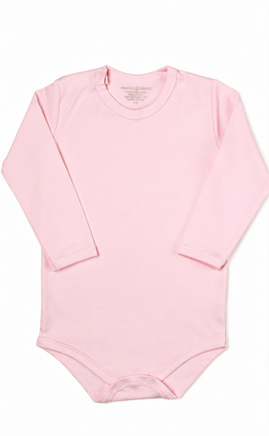Pink - Long Sleeve Bodysuit 100% Pima Cotton