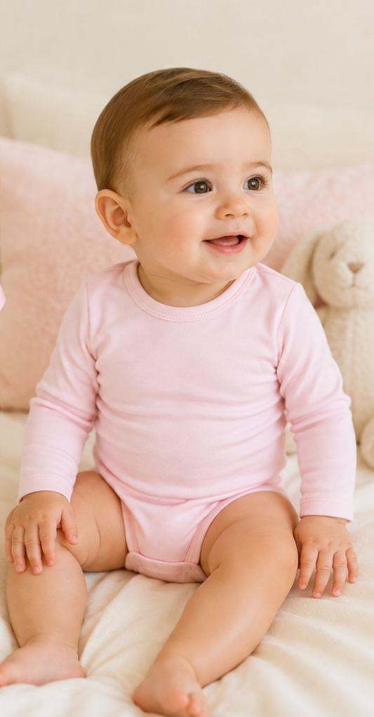 Pink - Long Sleeve Bodysuit 100% Pima Cotton