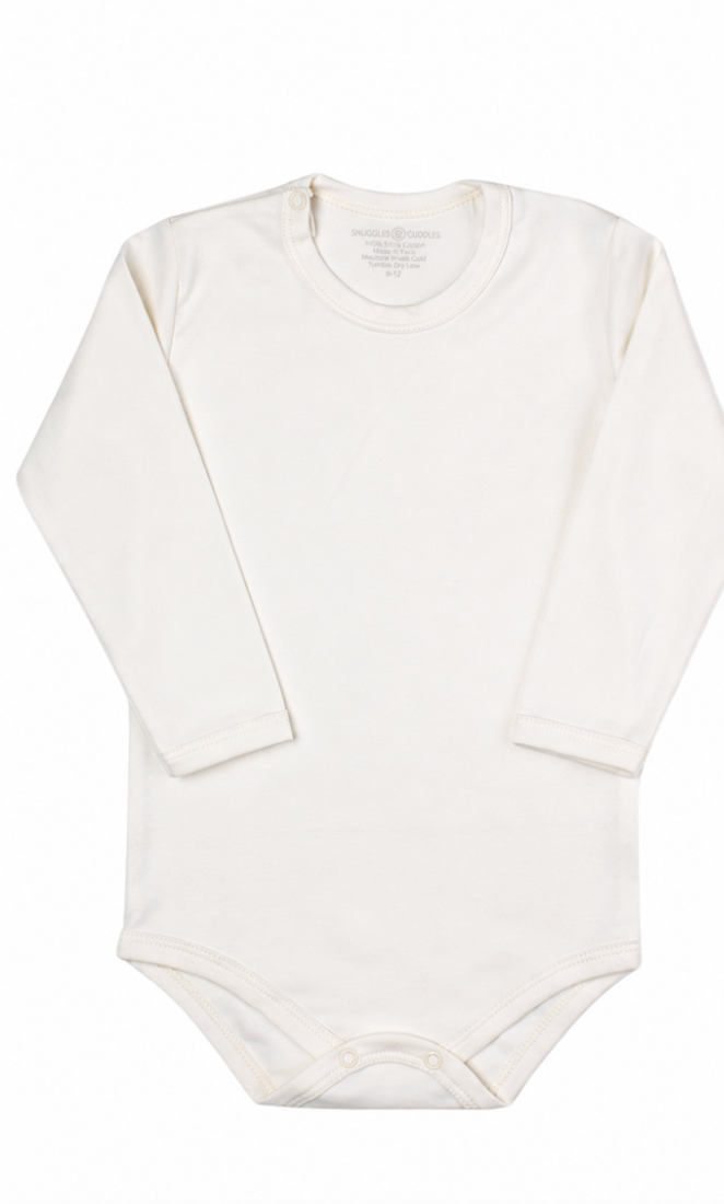 Ivory Long Sleeve Bodysuit 100% Pima Cotton