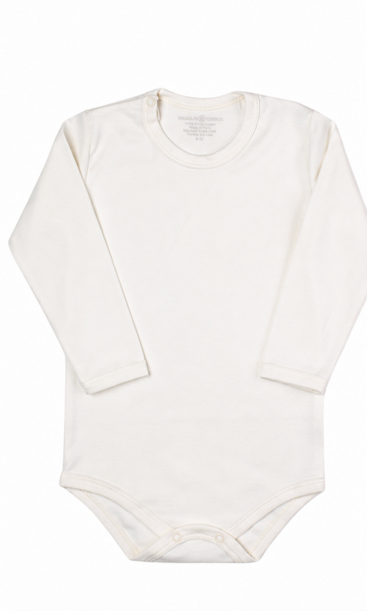 Ivory Long Sleeve Bodysuit 100% Pima Cotton