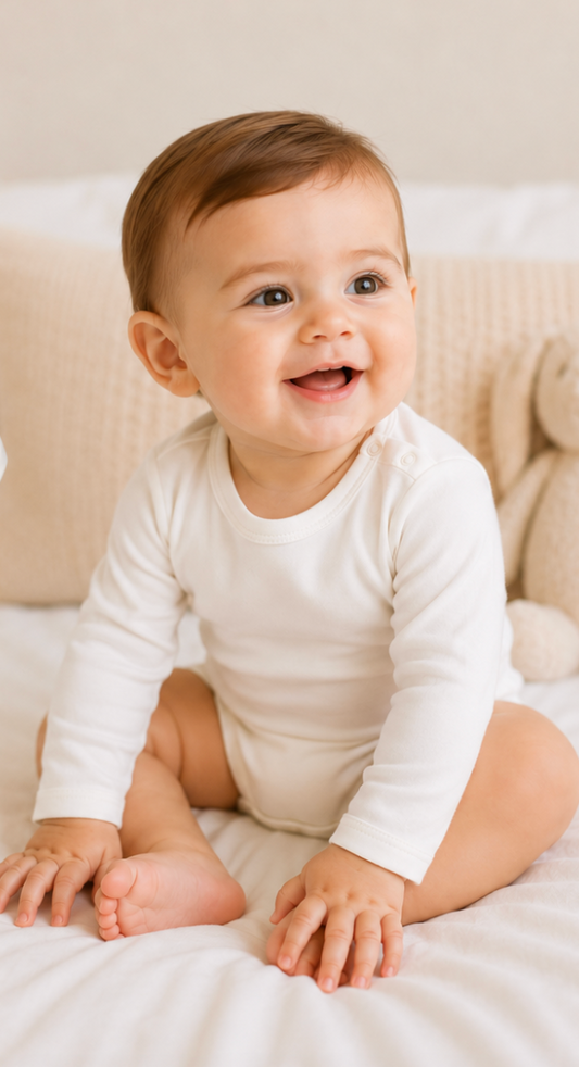 Ivory Long Sleeve Bodysuit 100% Pima Cotton