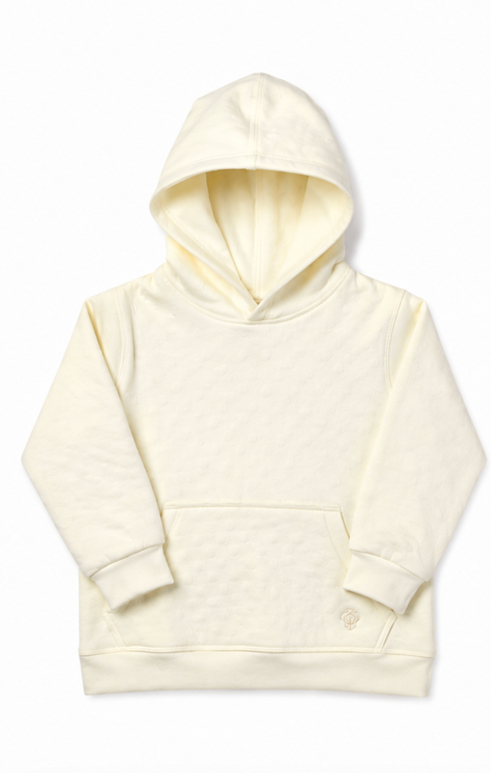 Girl Cream Long Hooded Pocket Jersey 100% Cotton