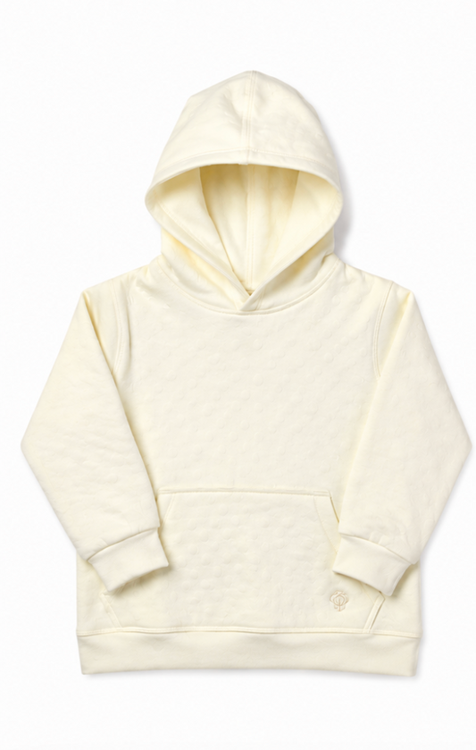 Girl Cream Long Hooded Pocket Jersey 100% Cotton