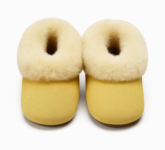 Alpaca Fur Baby and Kids Booties Slippers in Golden Honey