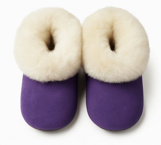Alpaca Fur Baby and Kids Booties Slippers in Lavender Plum