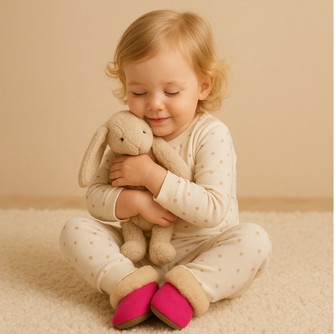 Alpaca Fur Baby and Kids Booties Slippers in Fuchsia Blossom