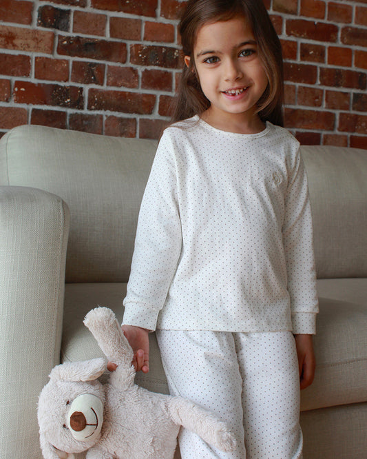 Girl Polka-Dot Pajama Set in Pima Cotton