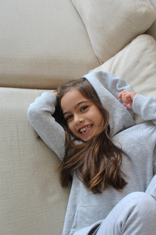 Girl Grey Long Hooded Pocket Jersey 100% Cotton