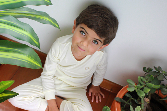 Boy Cream Pajama set in Organic Pima Cotton
