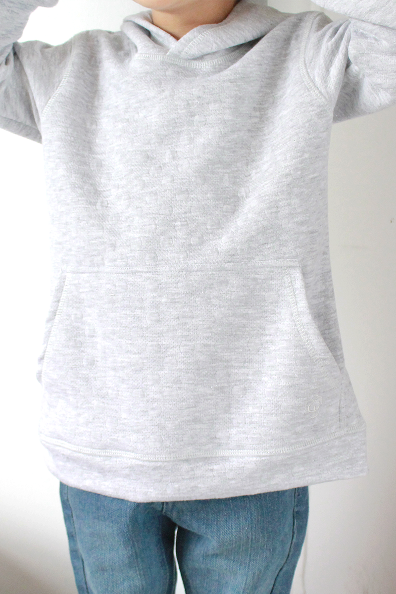 Boy Grey Long Hooded Pocket Jersey 100% Cotton