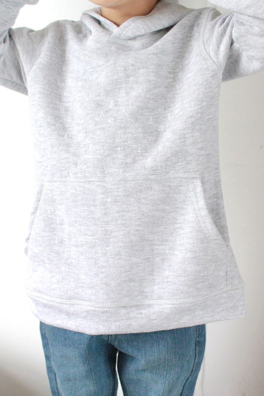 Boy Grey Hooded Jersey in Cotton - detail view