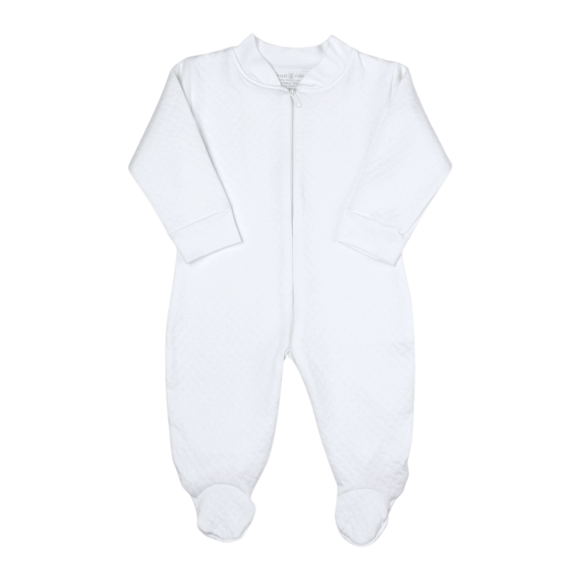White - Sleep and Play Zipper Footie in Jacquard Cotton