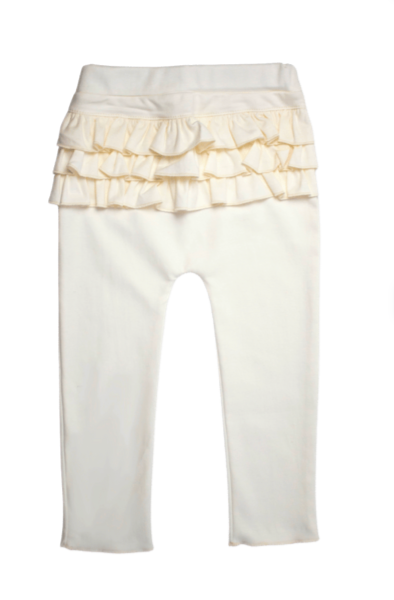 Cream Ruffle Pants - Pima Cotton