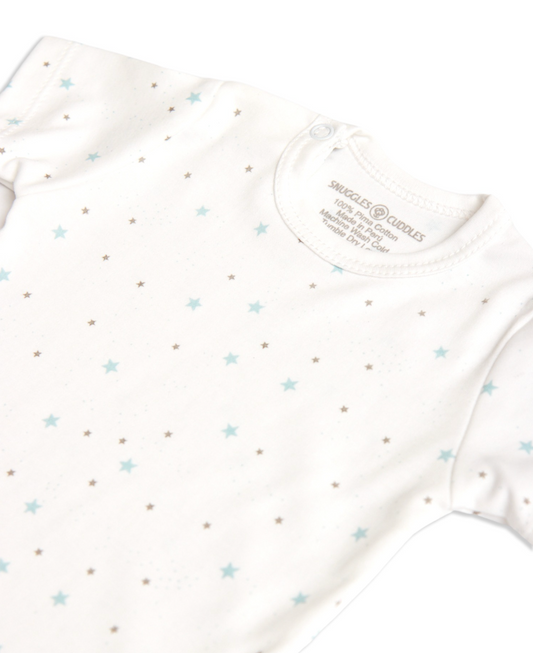 Stars Short Sleeve Bodysuit in 100% Pima Cotton