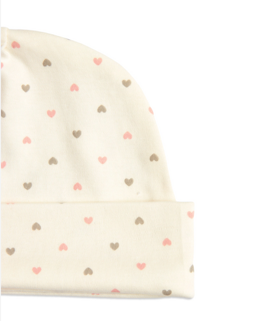 Newborn Hearts Hat in Pima Cotton